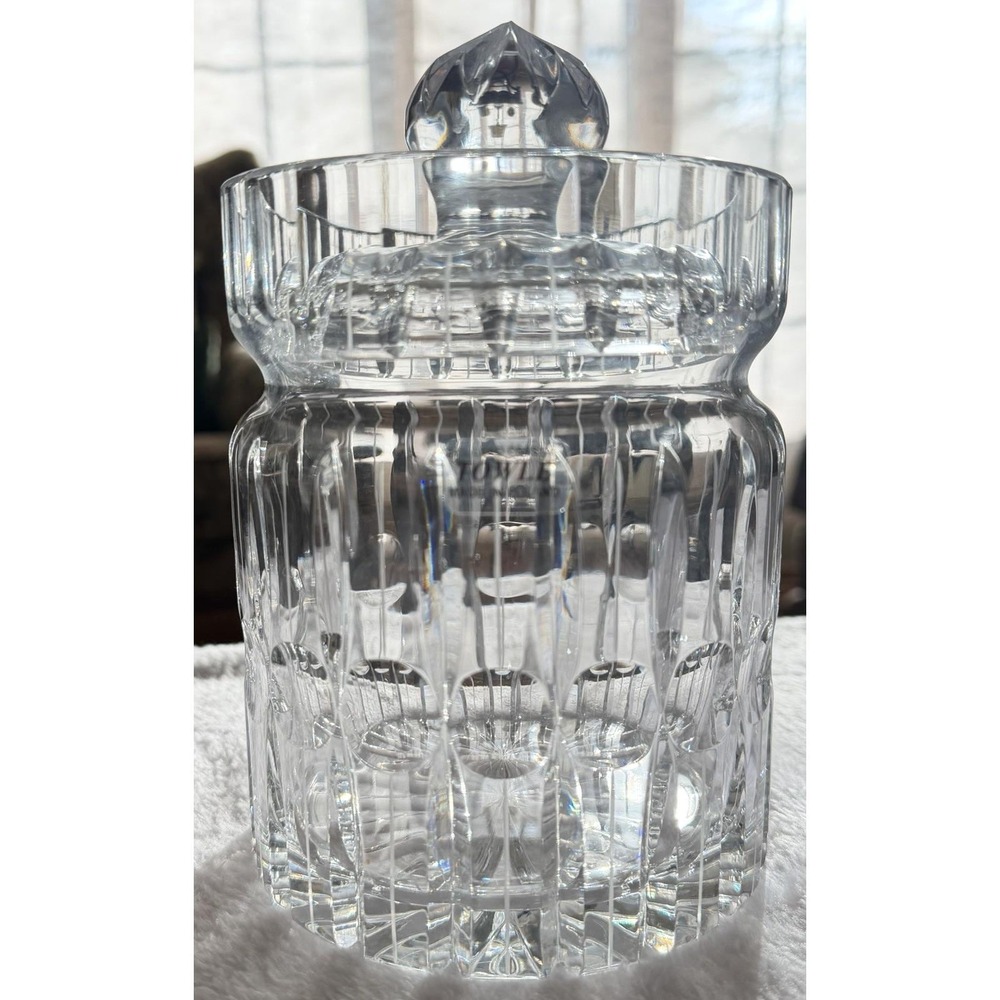 Towle 24% Lead Cut Crystal Biscuit Cookie Jar W/ Lid Poland 8" Tall New 1980's